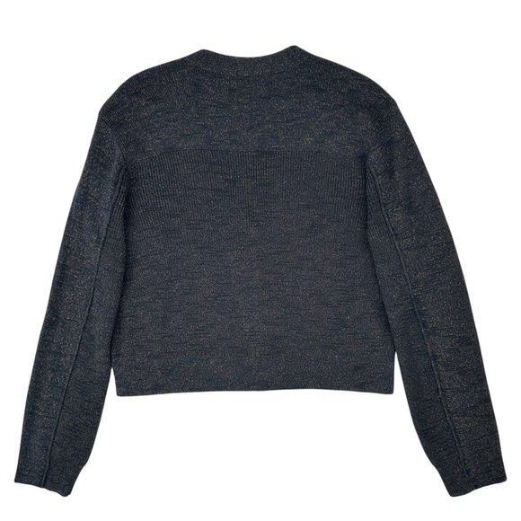 CLOSED Smokey Blue Cropped Cardigan - Dark Blue Wool Blend Knit Cardigan Sweater - Picture 4 of 11